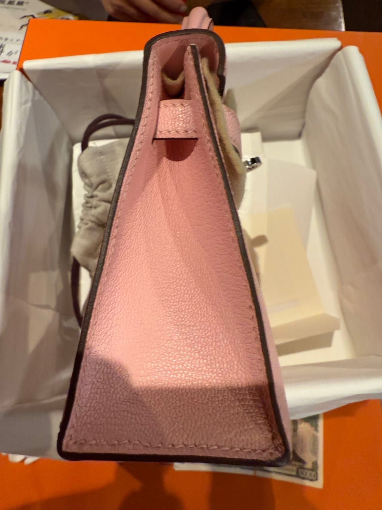 Hermes Mini Kelly Rose Sakura Chèvre Palladium Hardware