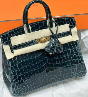 Hermes Birkin 25 Vert Cypress Shiny Niloticus Gold hardware