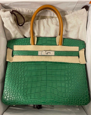 Hermes Birkin 30 Cactus Matte Alligator / Naturel Sable Palladium hardware