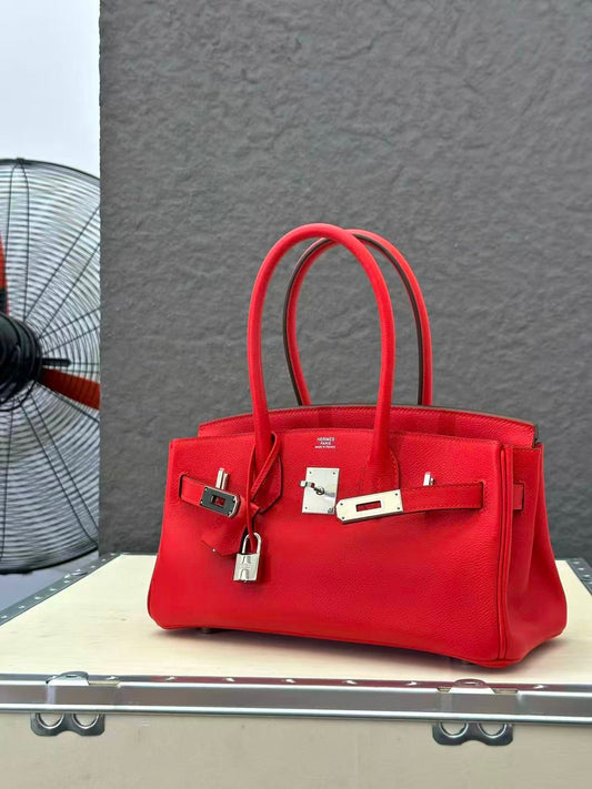 Hermes Birkin Shoulder 29 Rouge de Coeur Evercolor Leather Palladium Hardware