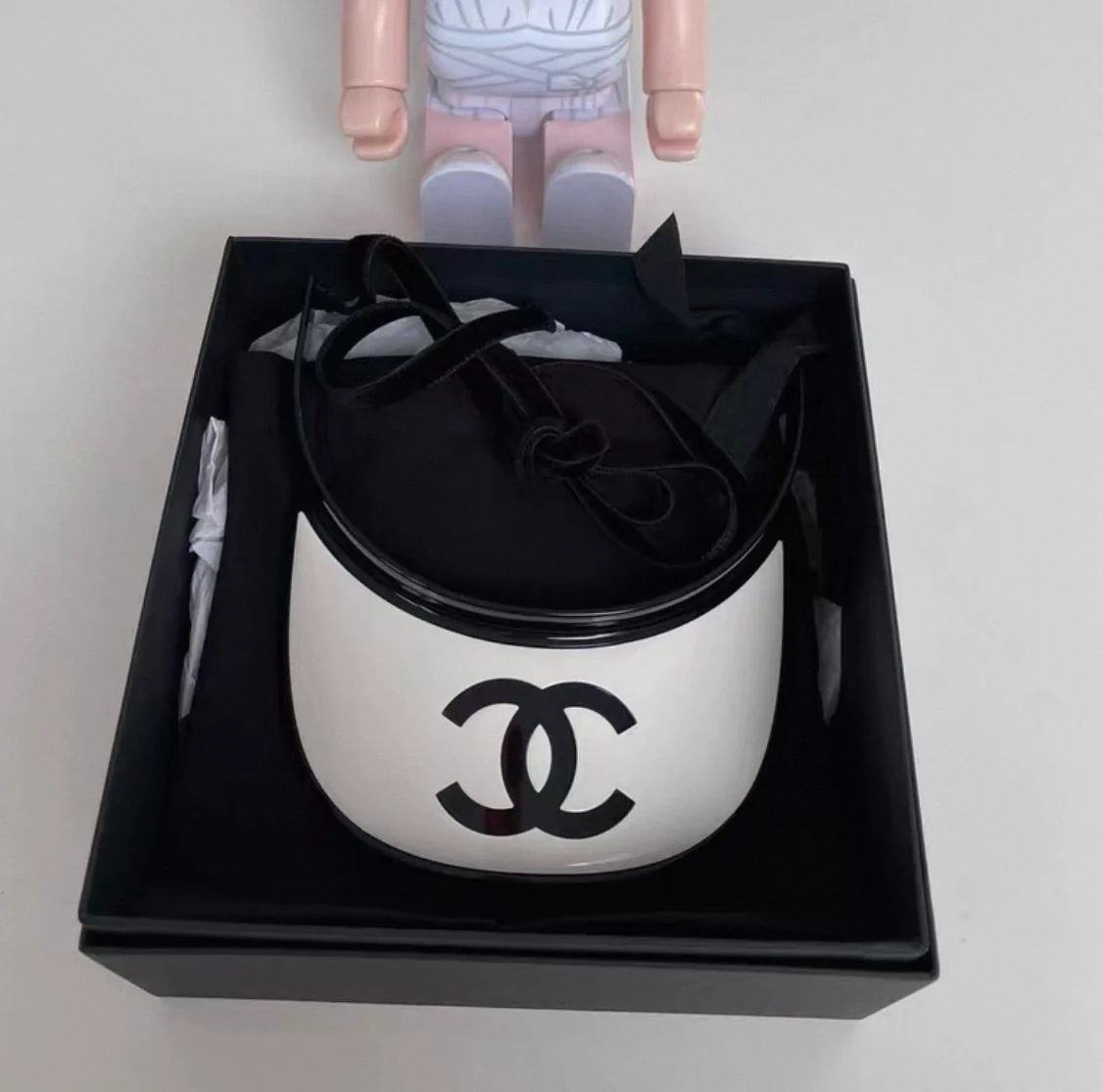Rare Chanel black & white plastic hat