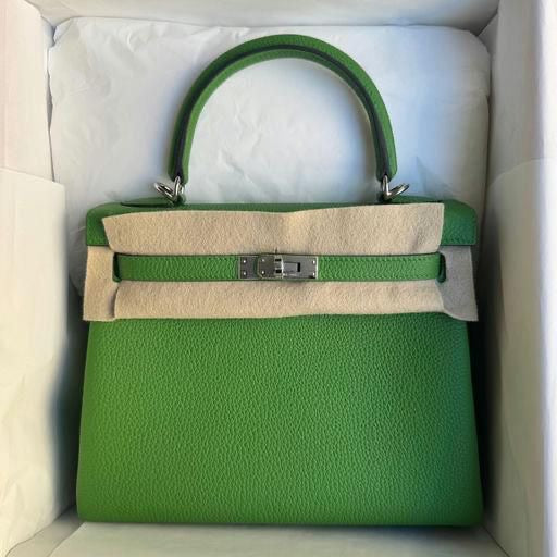 Hermes Kelly 25 vert yucca palladium hardware