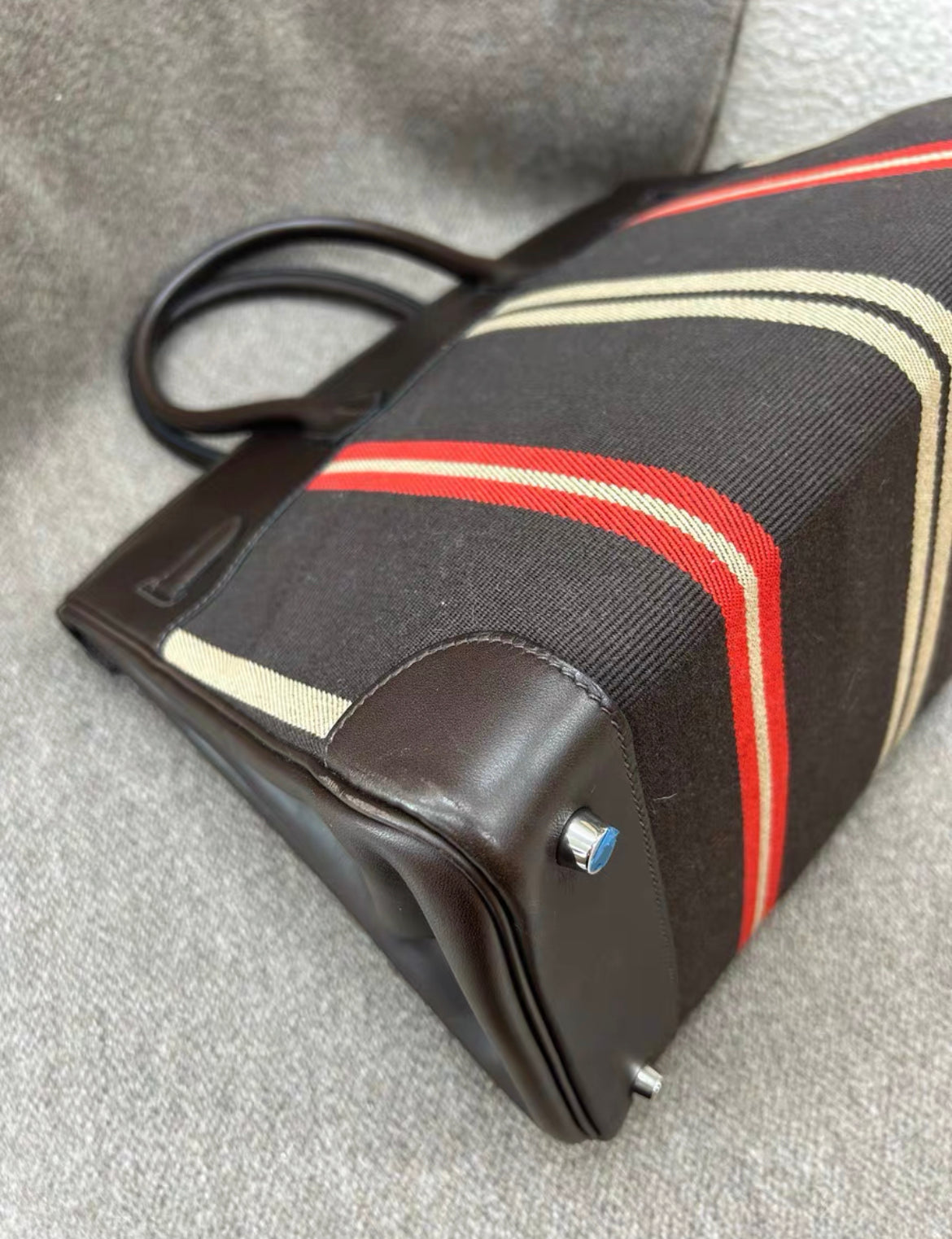 HERMÈS JUMPING BIRKIN 35 MULTICOLOR CANVAS AND EBENE BOX PALLADIUM HARDWARE