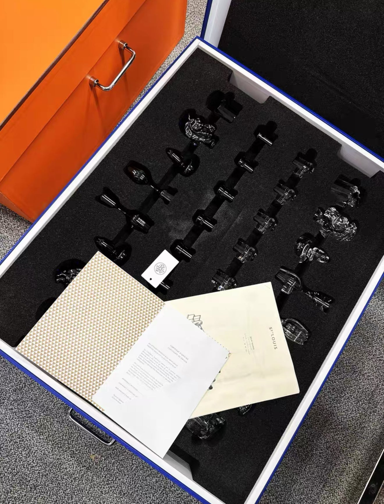 Hermes Saint-Louis Chess Game with Clear Crystal