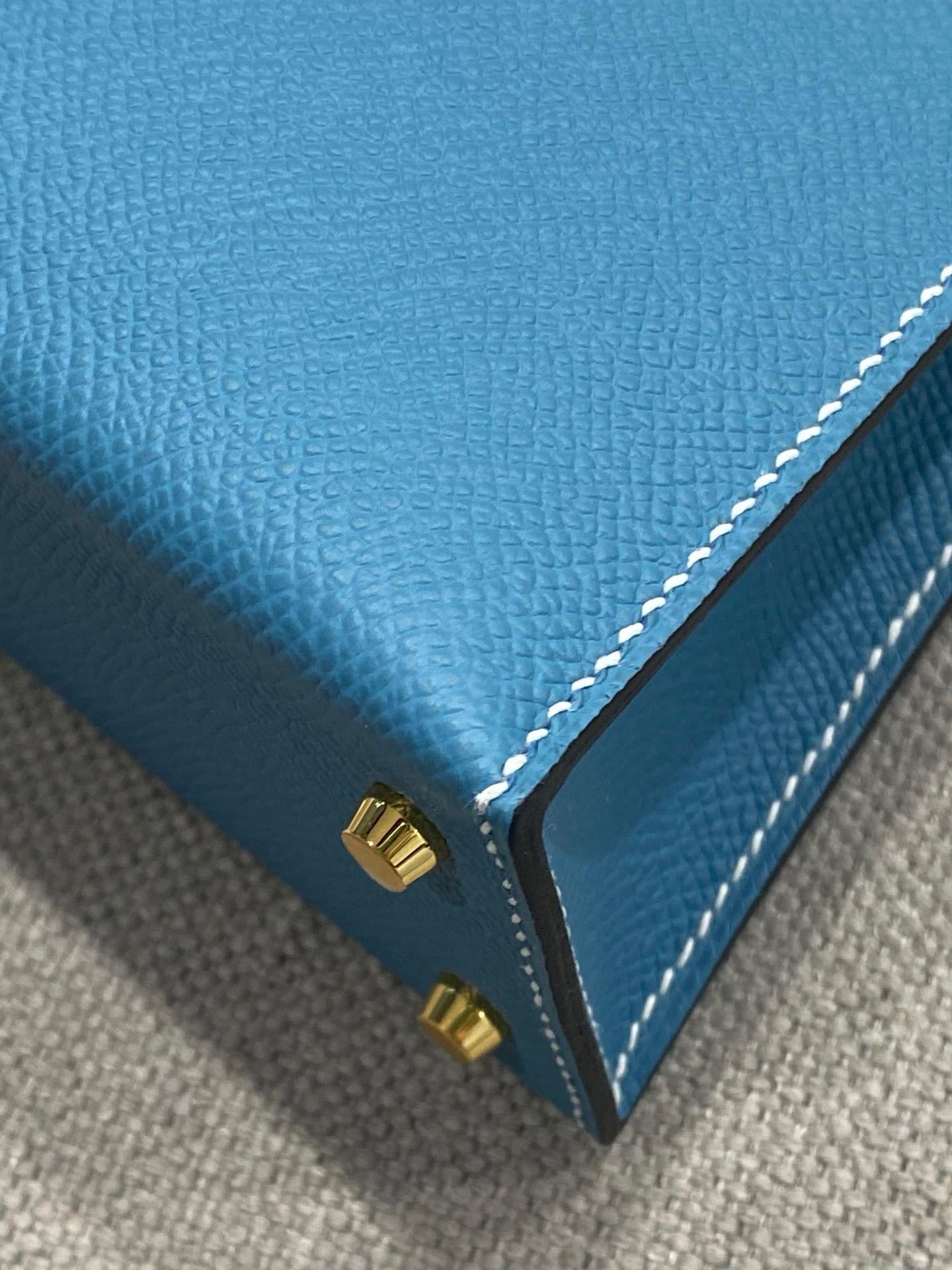 Hermes Mini Kelly Bleu Jean Epsom Gold Hardware