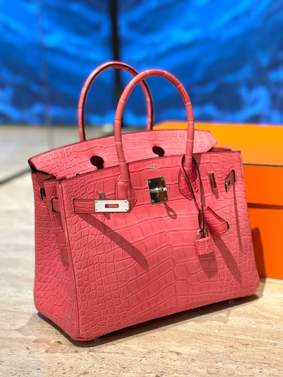 Hermes Birkin 30 Bougainvillier Matte Alligator Palladium hardware