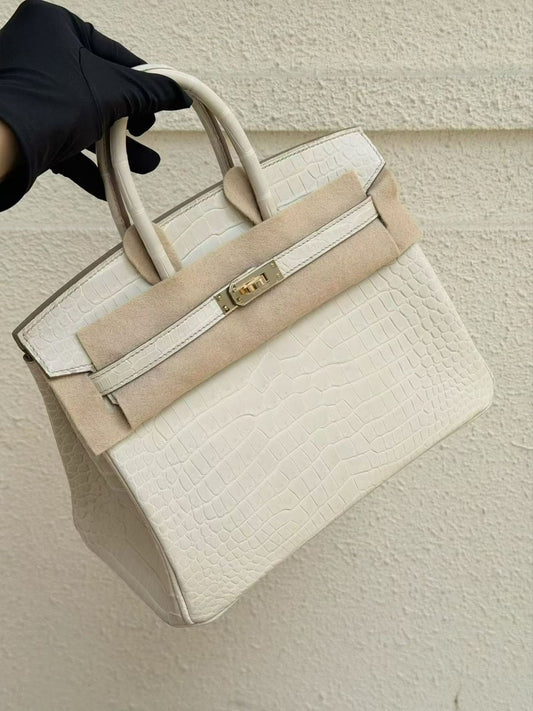 Hermes Birkin 25 Beton Matte Porosus Permabrass hardware