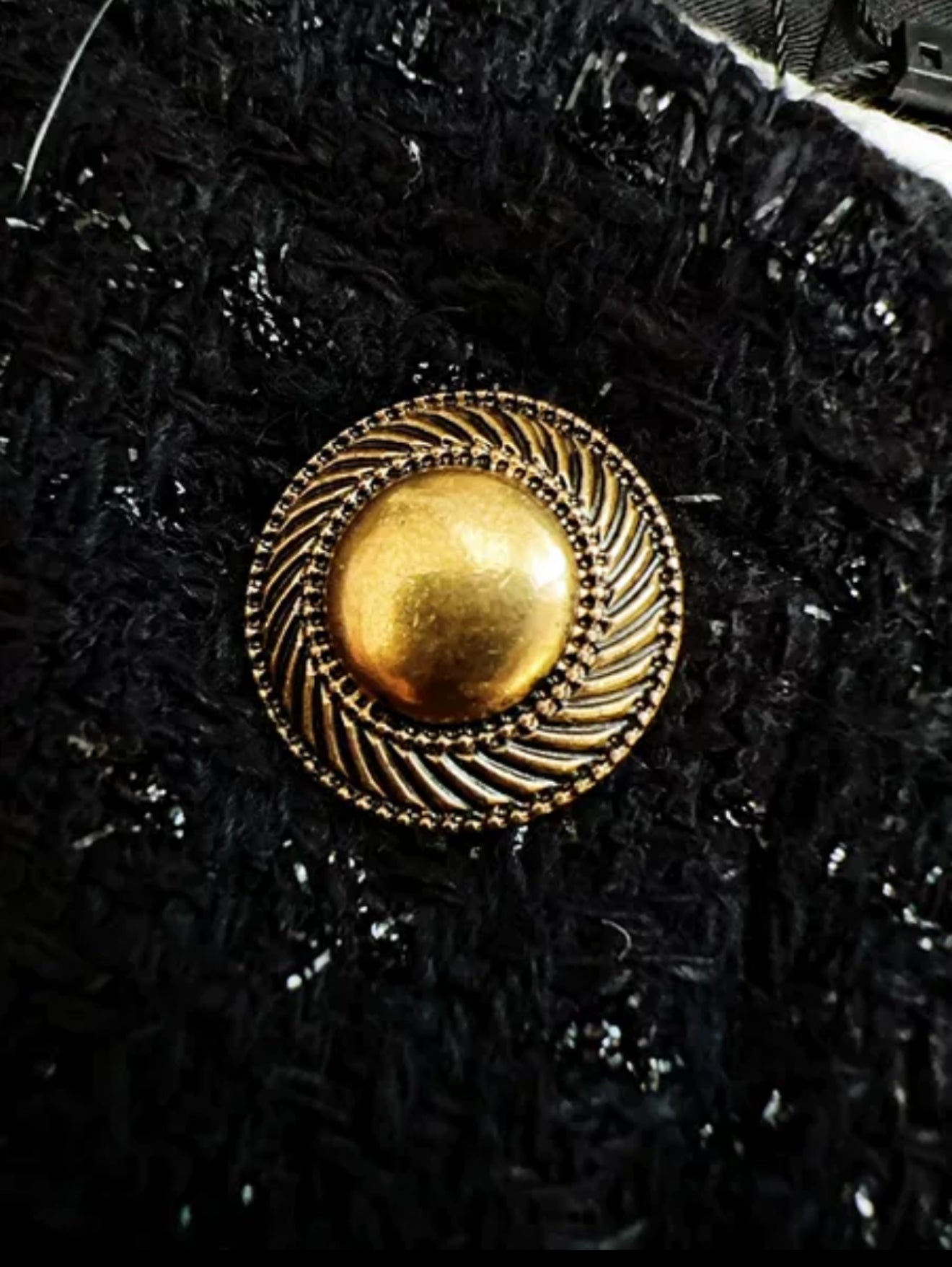 Saint Laurent Black Tweed  Fur Jacket