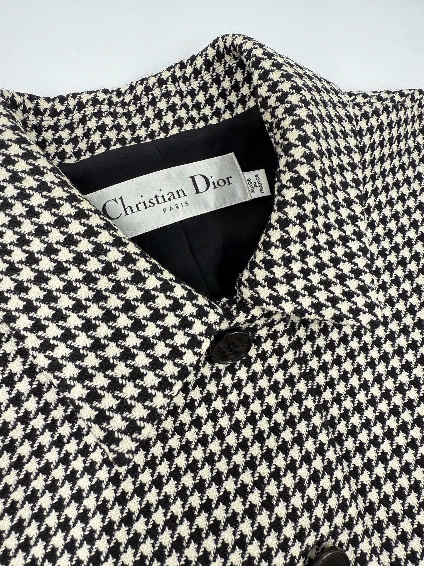 Christian Dior 2022 Houndstooth Wool Jacket — Black  White (FR 36)