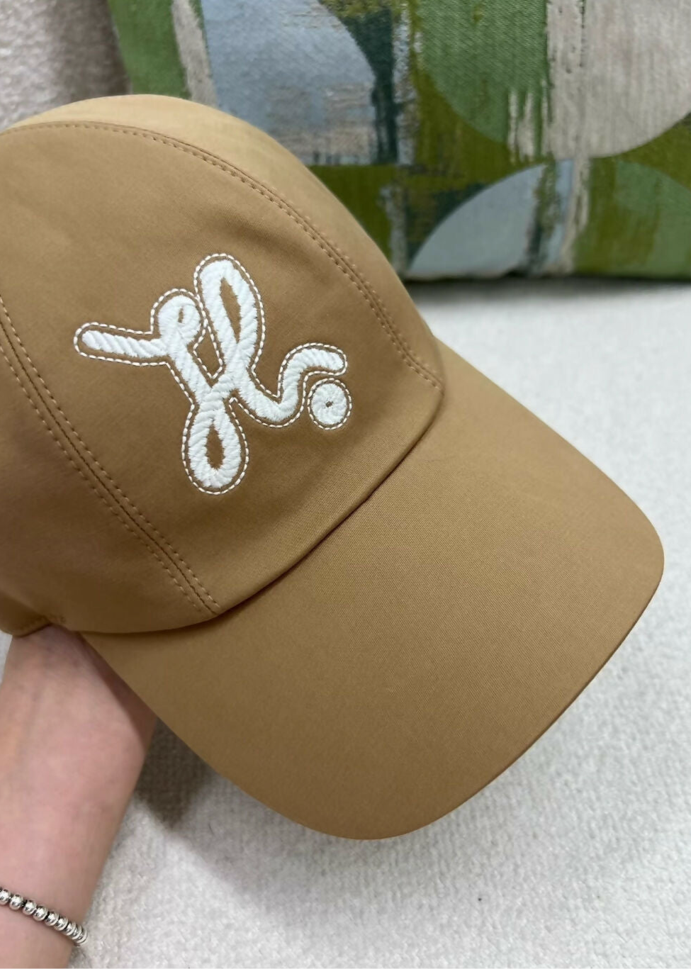 HERMES Cotton Twill Serena Nautic Cap 57 Biscuit
