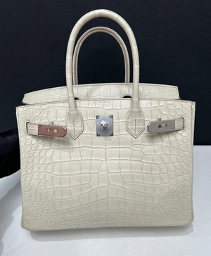 Hermes Birkin 30 Beton Matte Alligator Palladium hardware