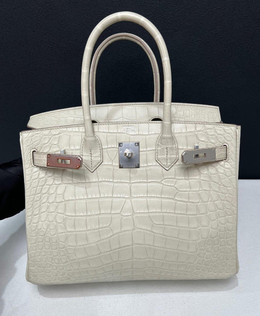 Hermes Birkin 30 Beton Matte Alligator Palladium hardware