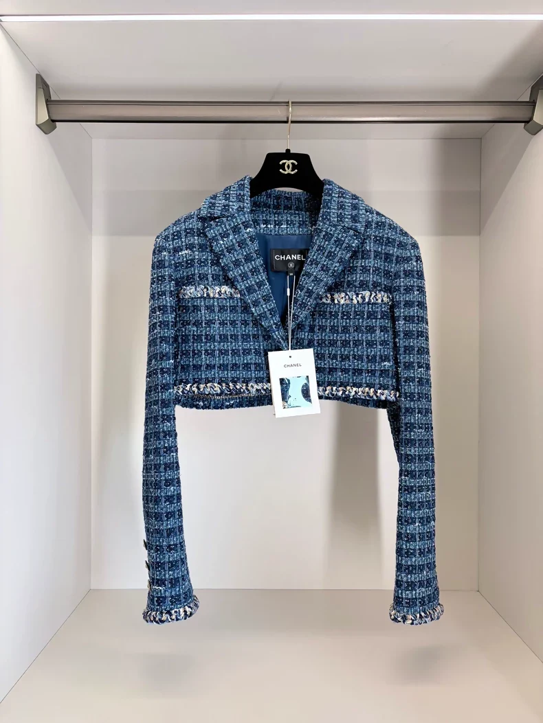 Chanel 25A Sapphire Blue Tweed Jacket