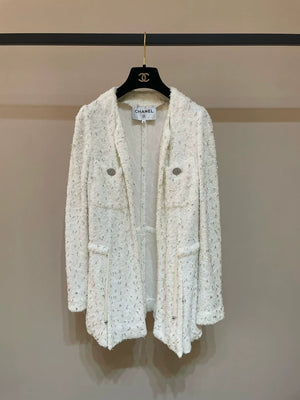 Chanel Spring/Summer runway beaded white long coat