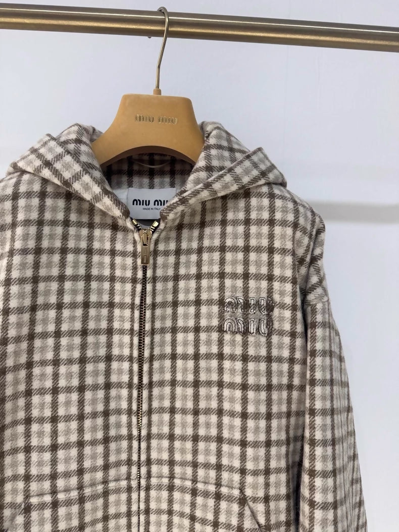 Miu miu plaid cotton coat