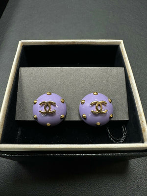 Chanel Vintage 96C Resin Purple Bean Clip-on Earring