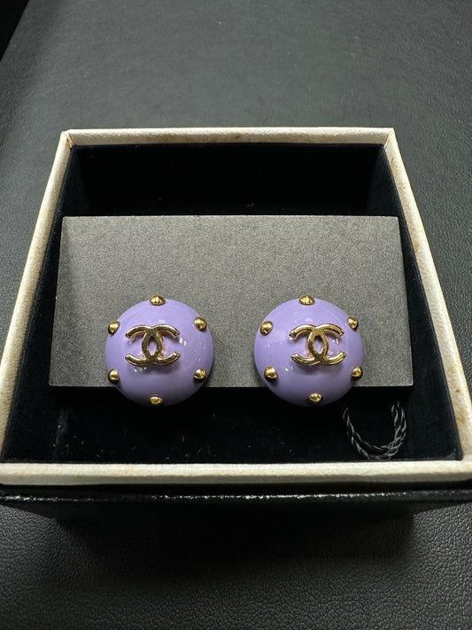 Chanel Vintage 96C Resin Purple Bean Clip-on Earring