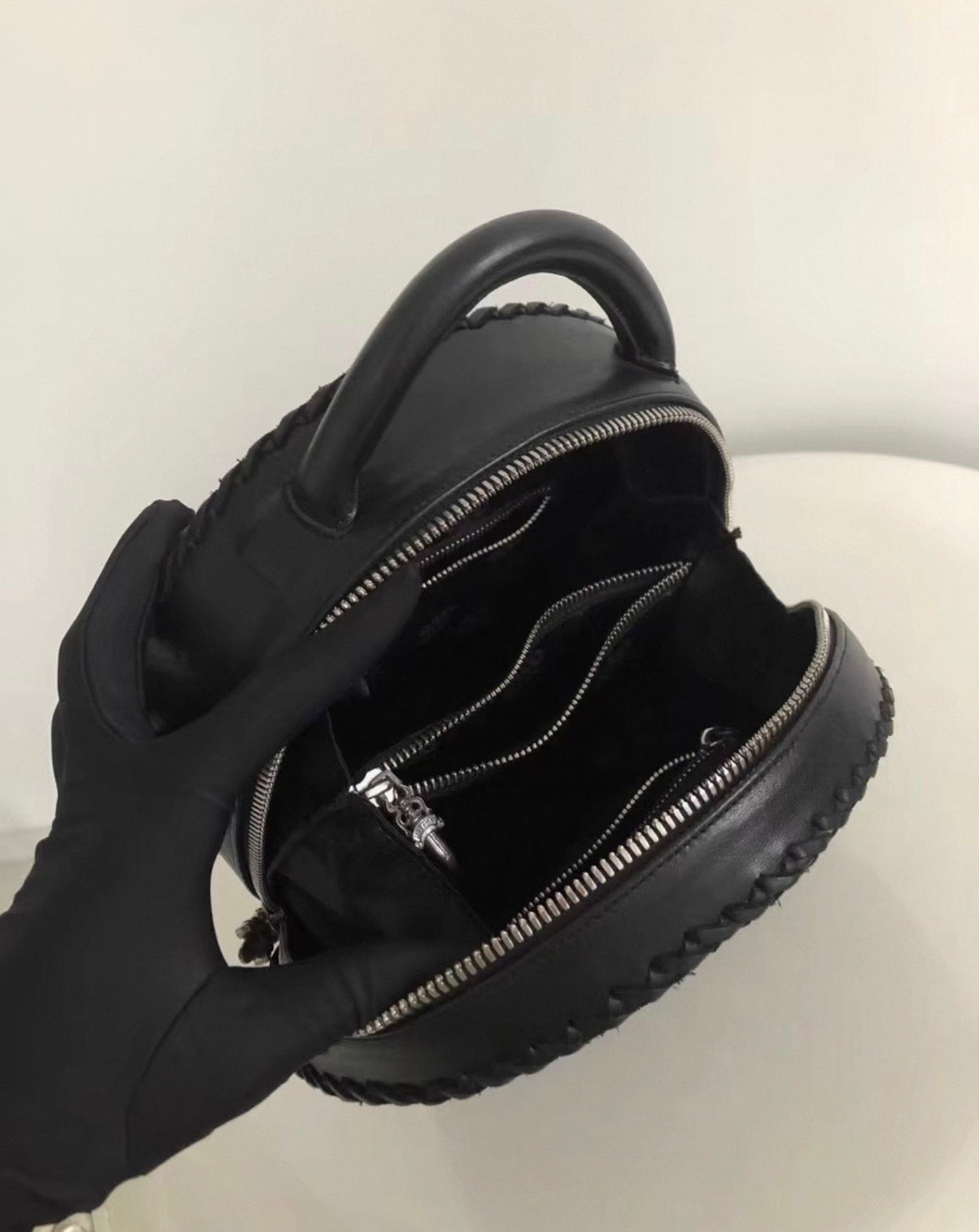 Chrome Heart Black disc round bag