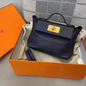 Hermès Mini 24/24 Dark Blue Evercolour Swift Gold Hardware