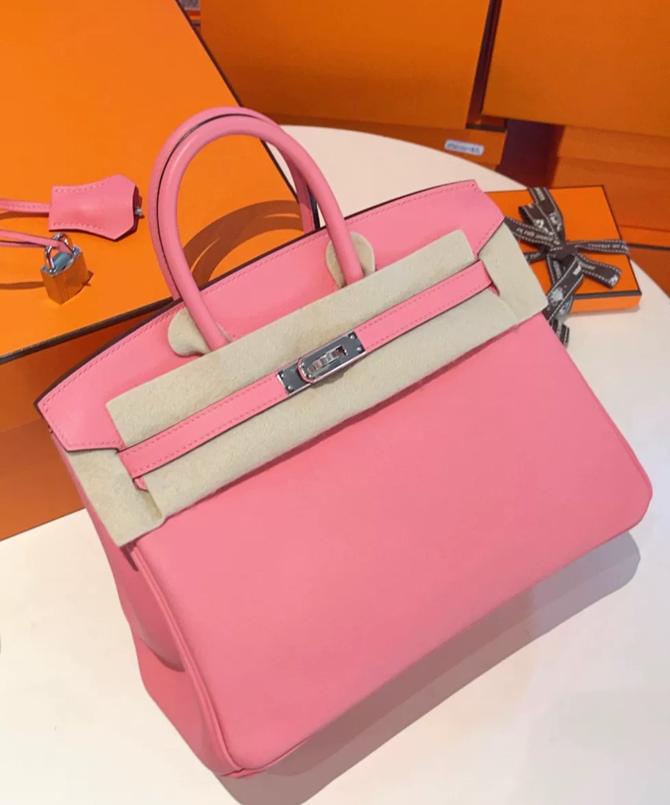 Hermes Birkin 25 Rose Ete Swift Leather Palladium Hardware