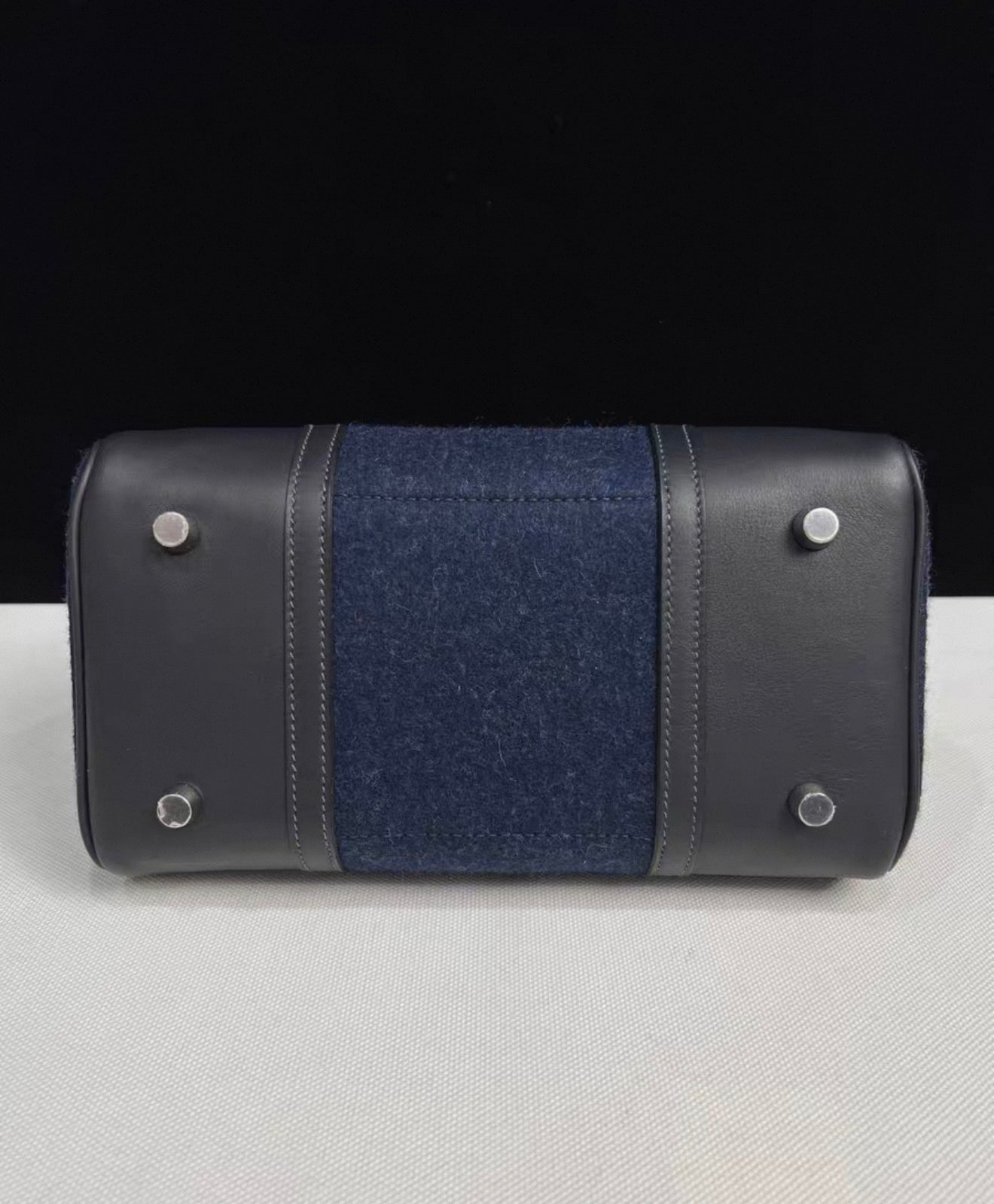 Hermès limited edition Birkin 25 Go Team Bleu Nuit and Caban Swift and Feutre with Palladium Hardware