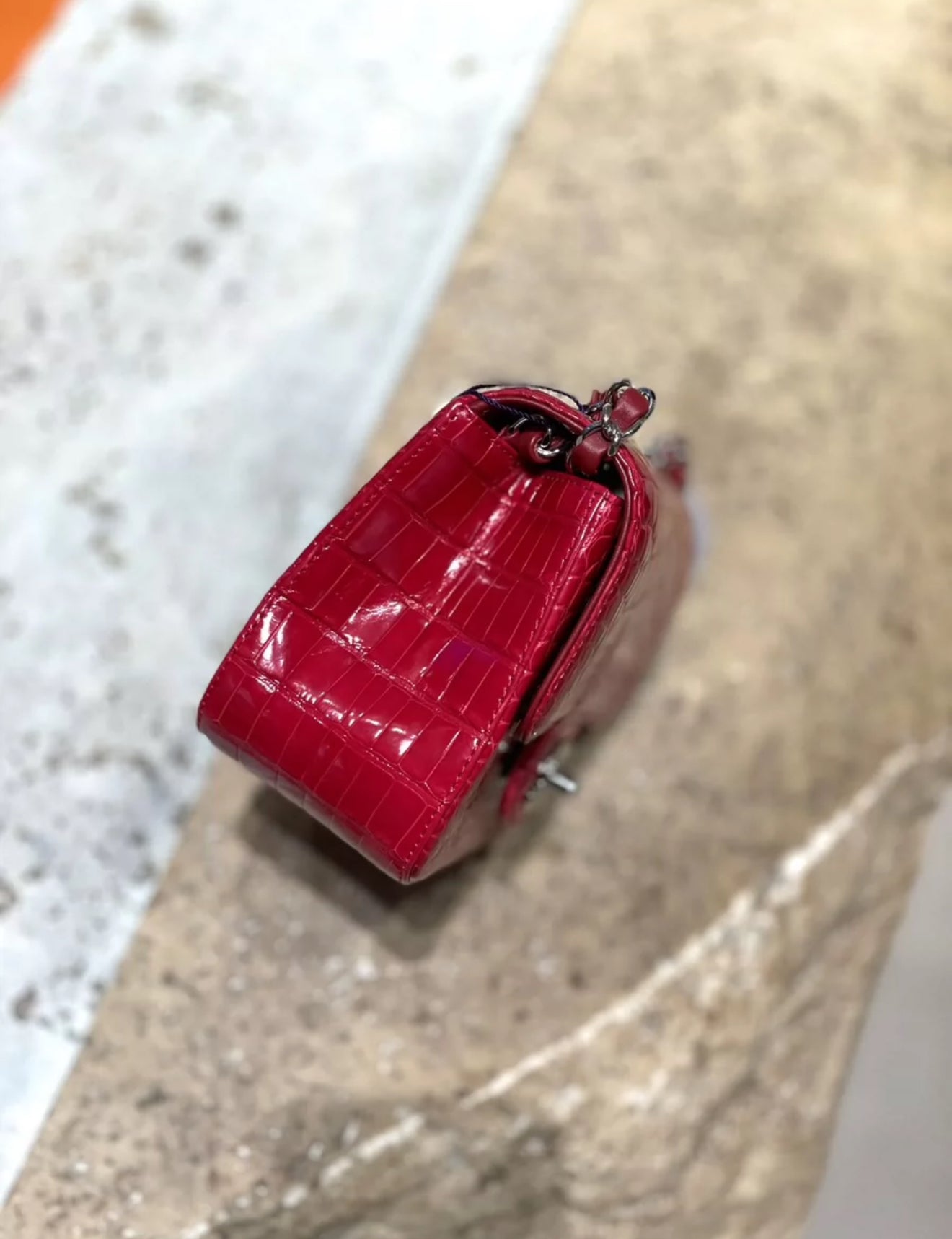 Chanel Red Crocodile mini square bag
