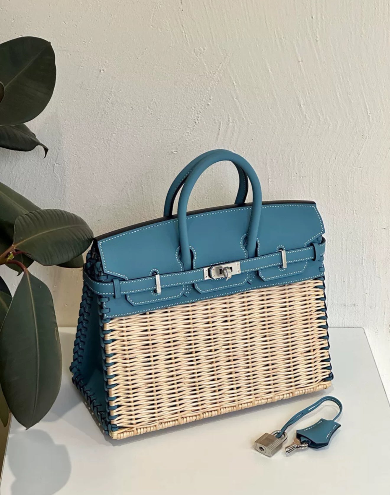 Limited Edition Hermes Birkin 25 Picnic Blue Jean Palladium Hardware
