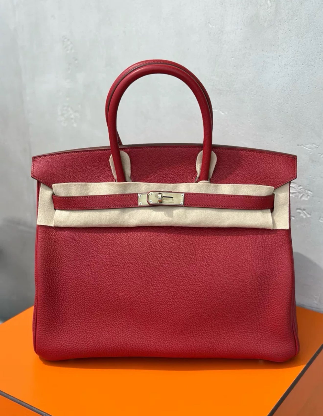 Hermes Birkin 35 Red Togo Leather Palladium Hardware
