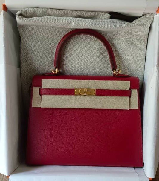 Hermes Kelly 25 Rubis Madame Gold hardware