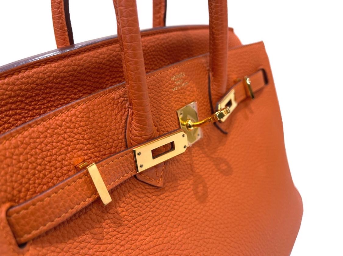Hermes Birkin 25 Orange Togo Leather Gold Hardware