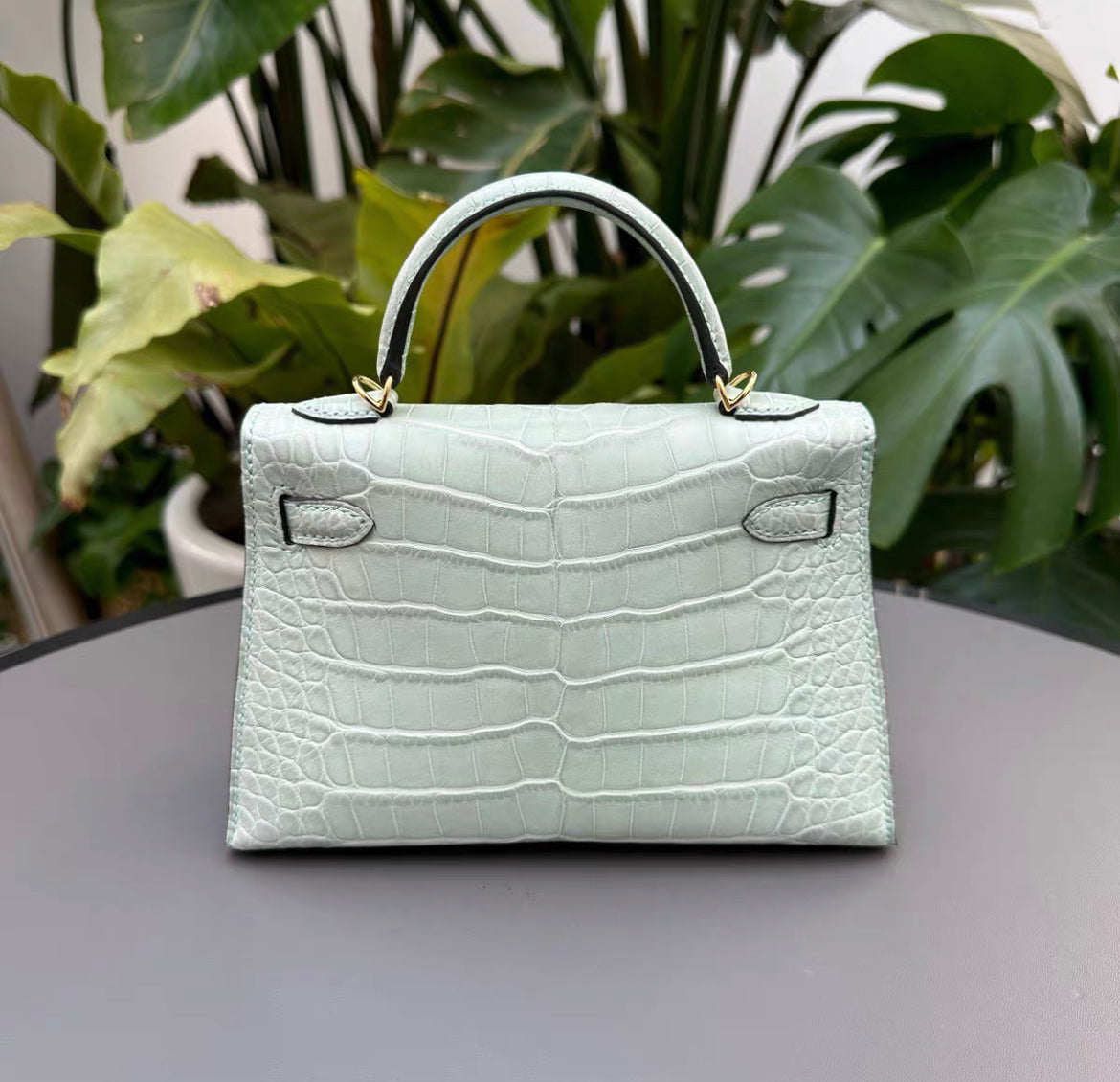 Hermes Mini Kelly 20 Vert deau Matte Alligator leather gold hardware