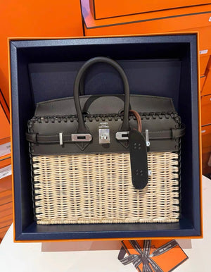 Hermès Birkin 25 Picnic Osier Wicker  Rouge Sellier Swift Palladium Hardware