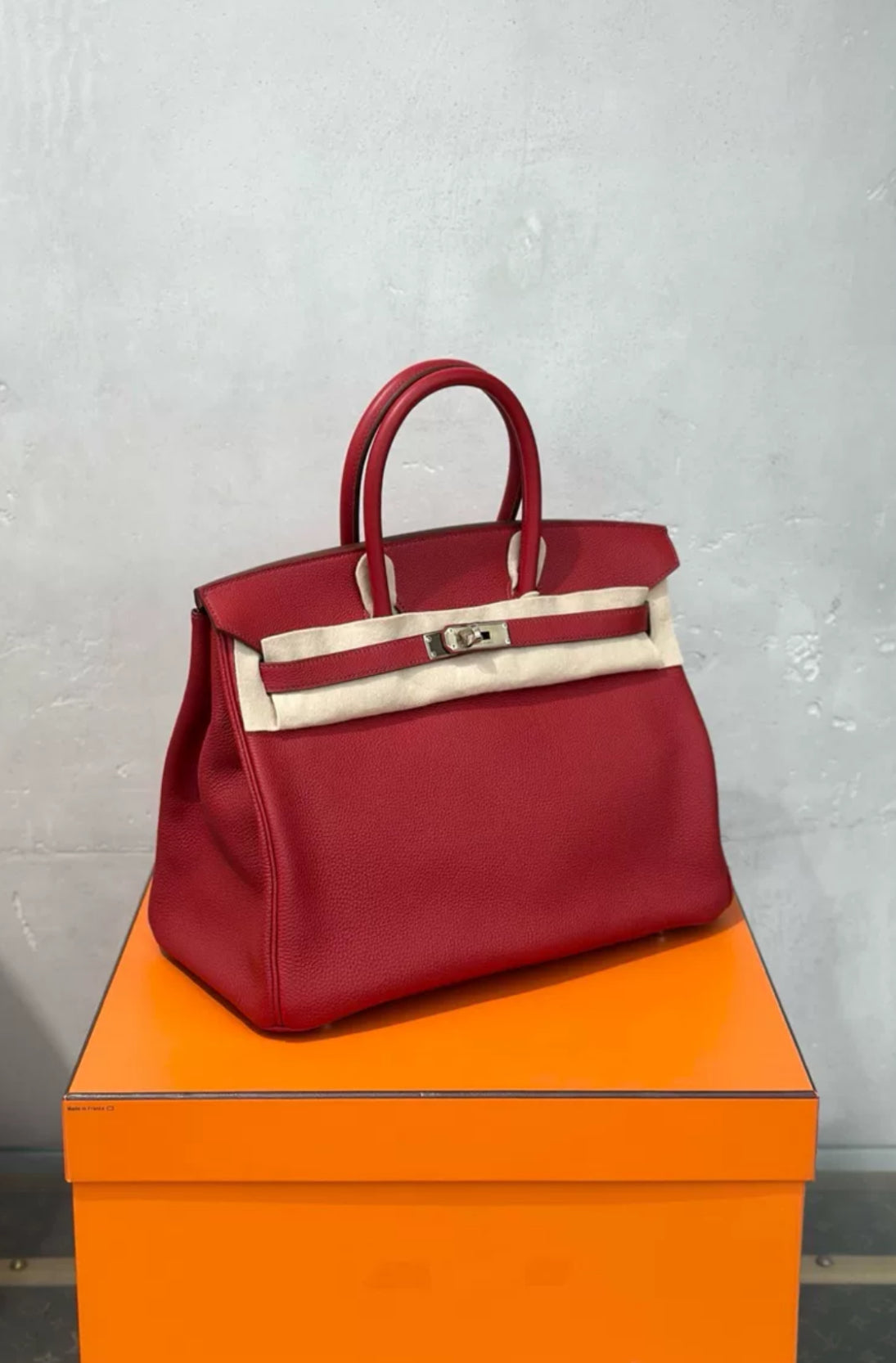 Hermes Birkin 35 Red Togo Leather Palladium Hardware