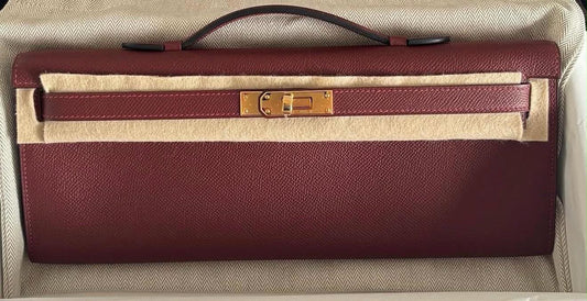 Hermès Kelly cut Rouge H Epsom Gold hardware