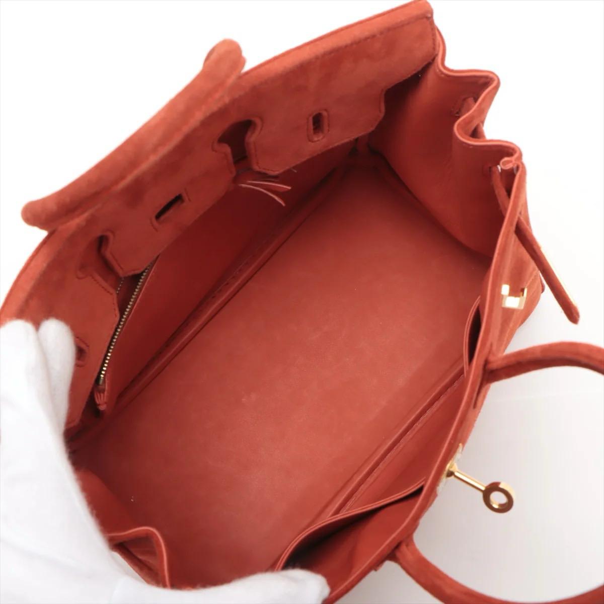 Hermes Birkin 25 Red Doblis Suede Gold Hardware Limited Edition