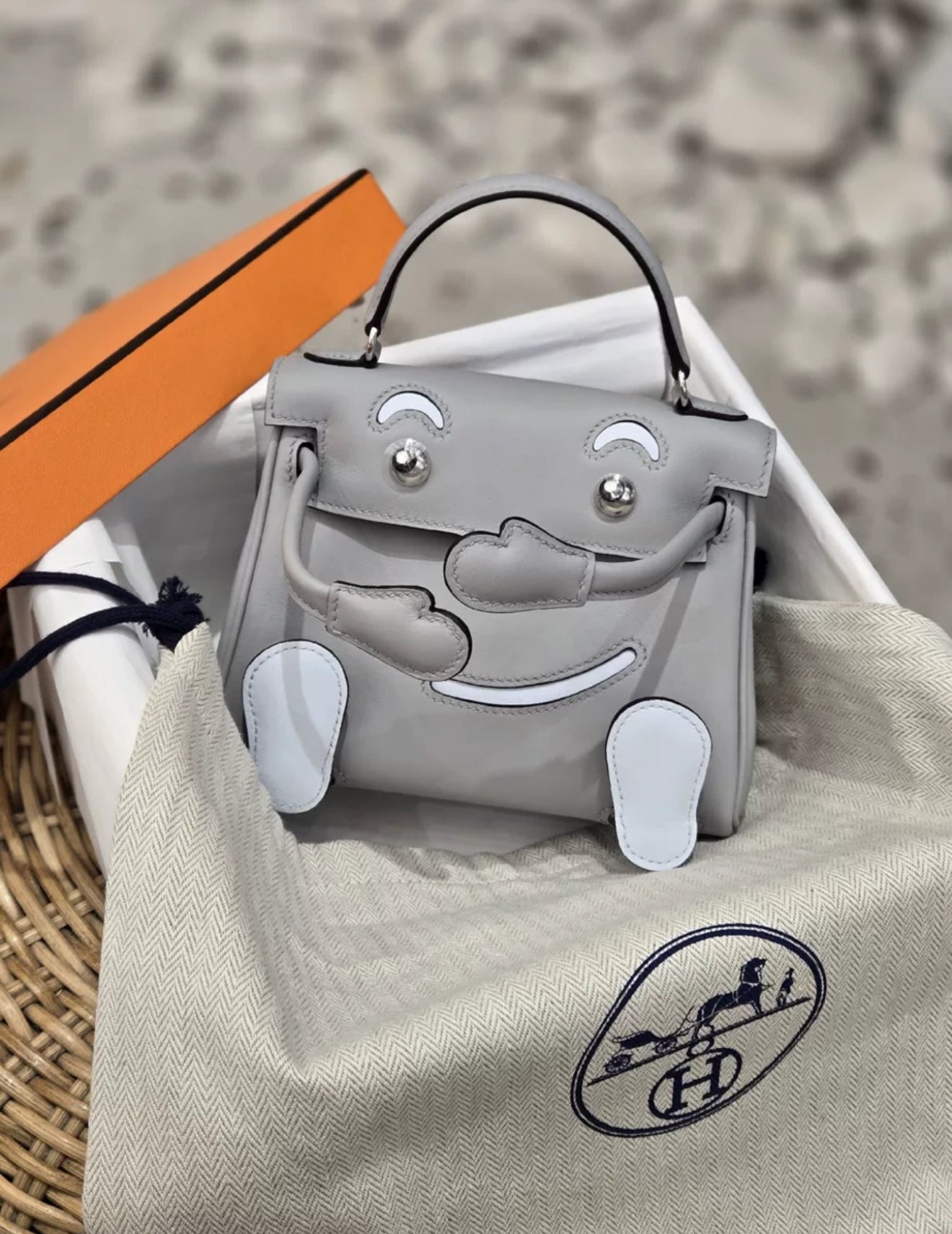 Hermès Kelly Doll Blue Glacier  Blue Brume Palladium Hardware