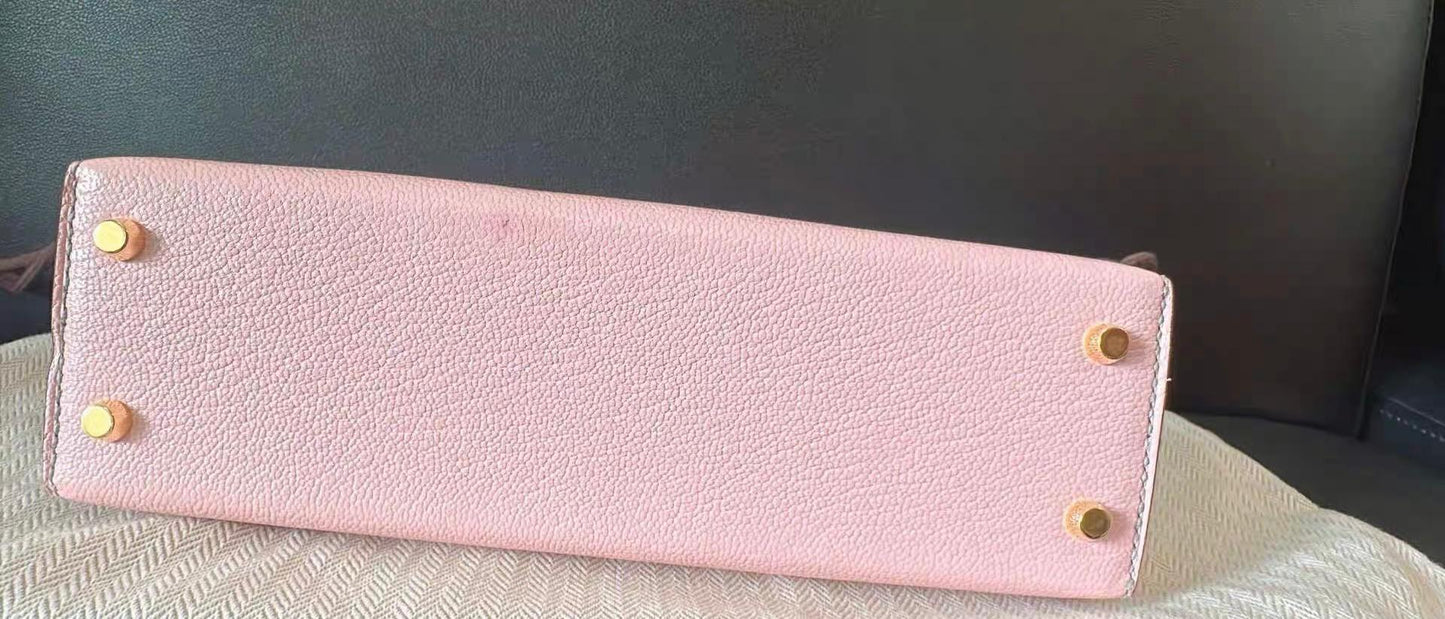 Hermès Mini Kelly Rose Sakura Chèvre Leather Gold Hardware