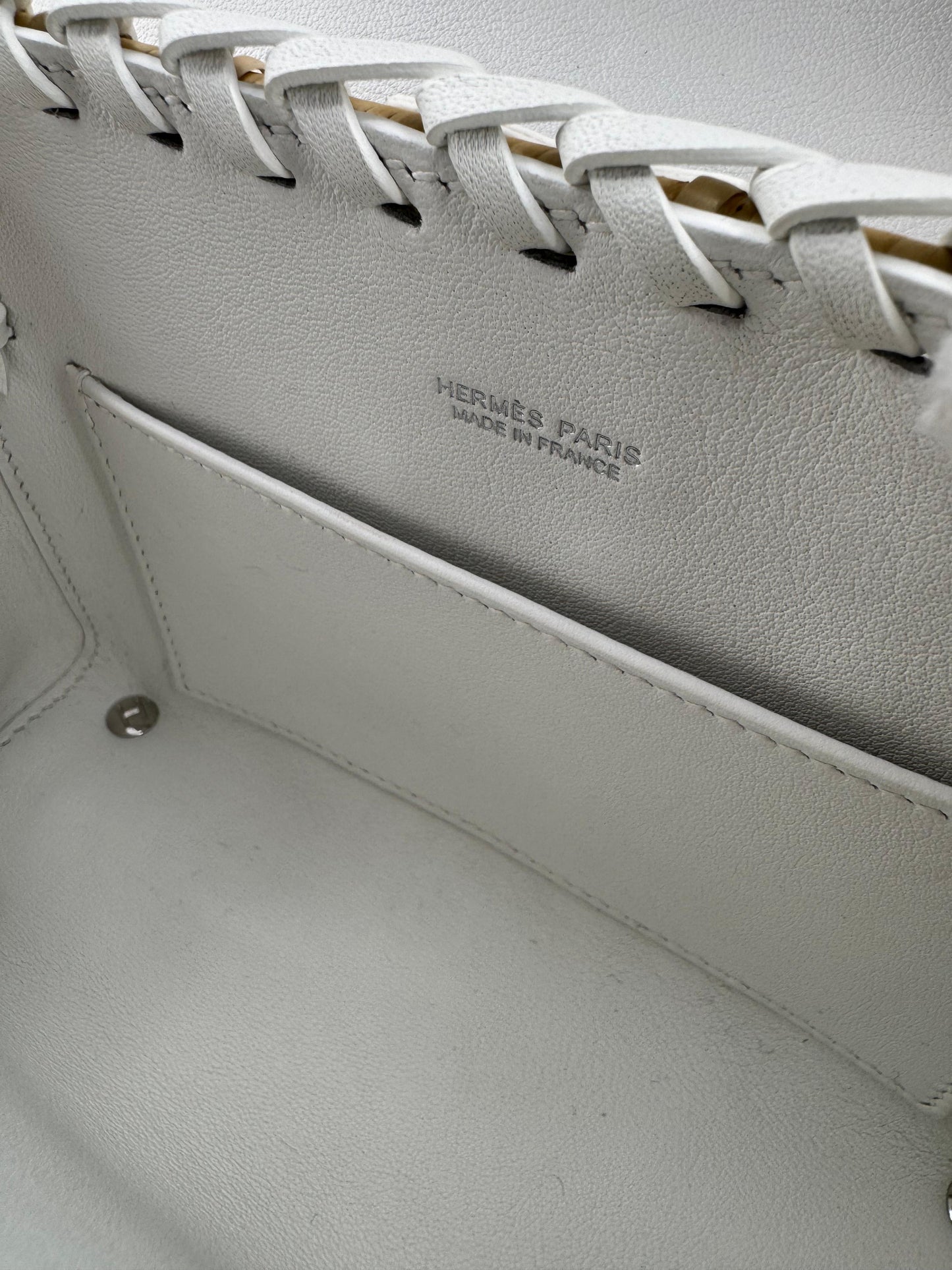 Hermès Mini Kelly 20 “Picnic” White Swift Leather  Palladium Hardware