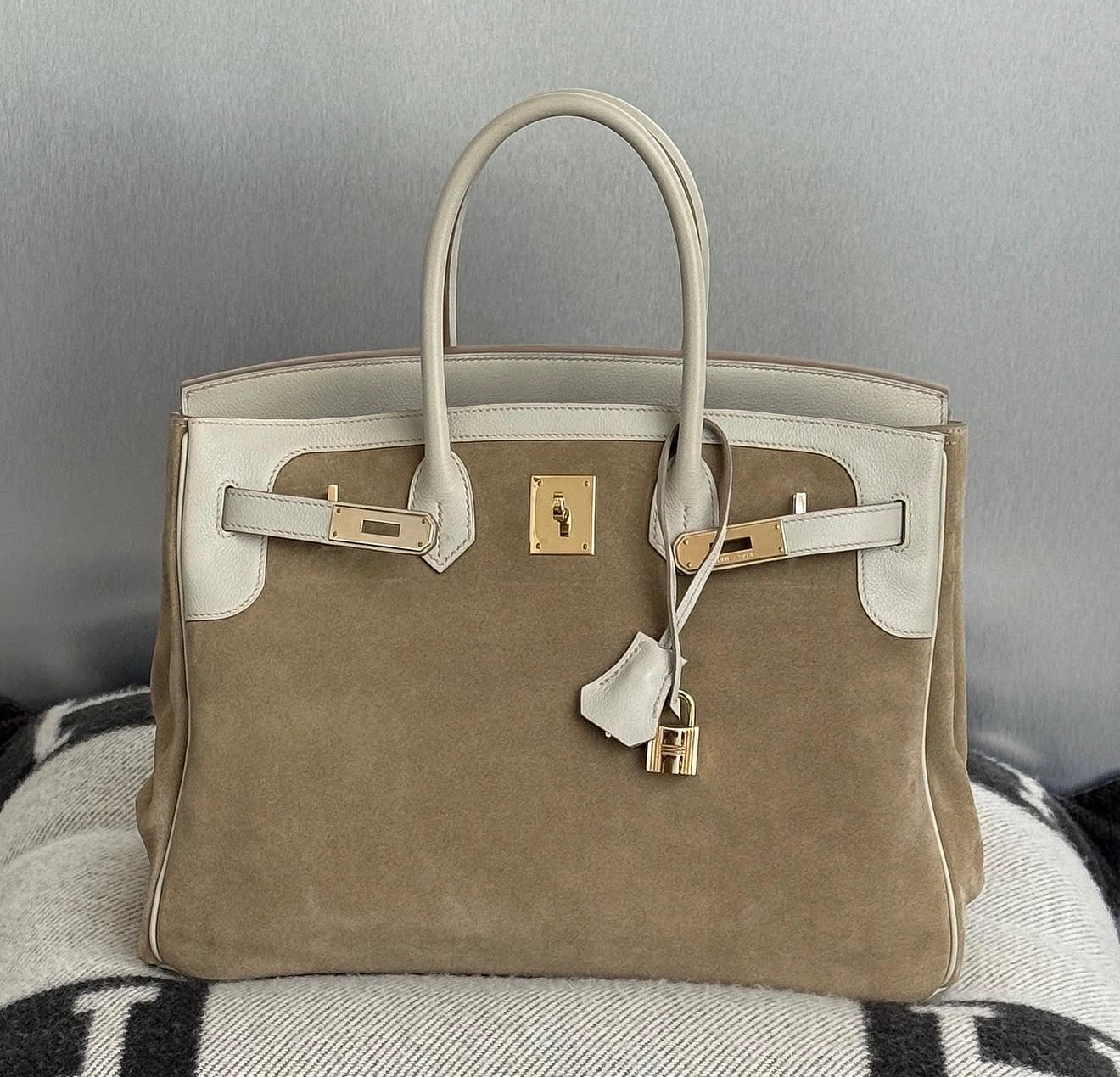 Hermès Birkin 35 Grizzly Gris Perle Doblis Permabrass hardware