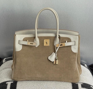 Hermès Birkin 35 Grizzly Gris Perle Doblis  Permabrass hardware