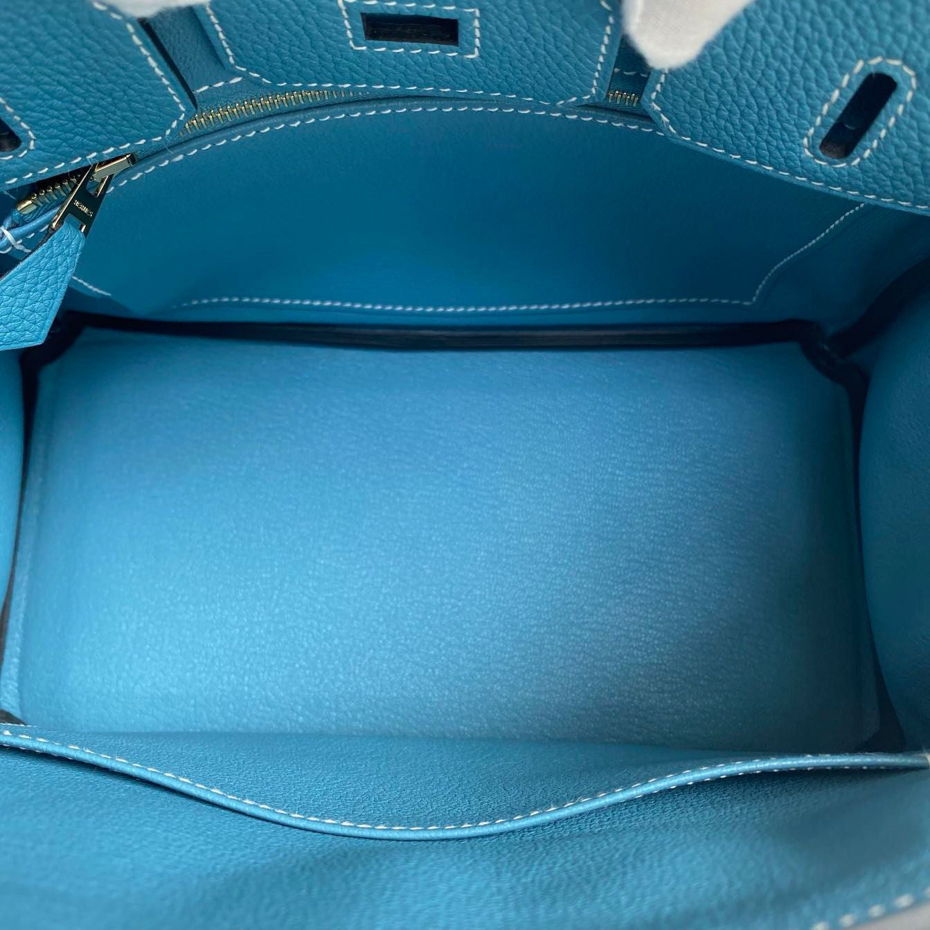 Hermes Birkin 25 blue jean Togo leather Gold hardware