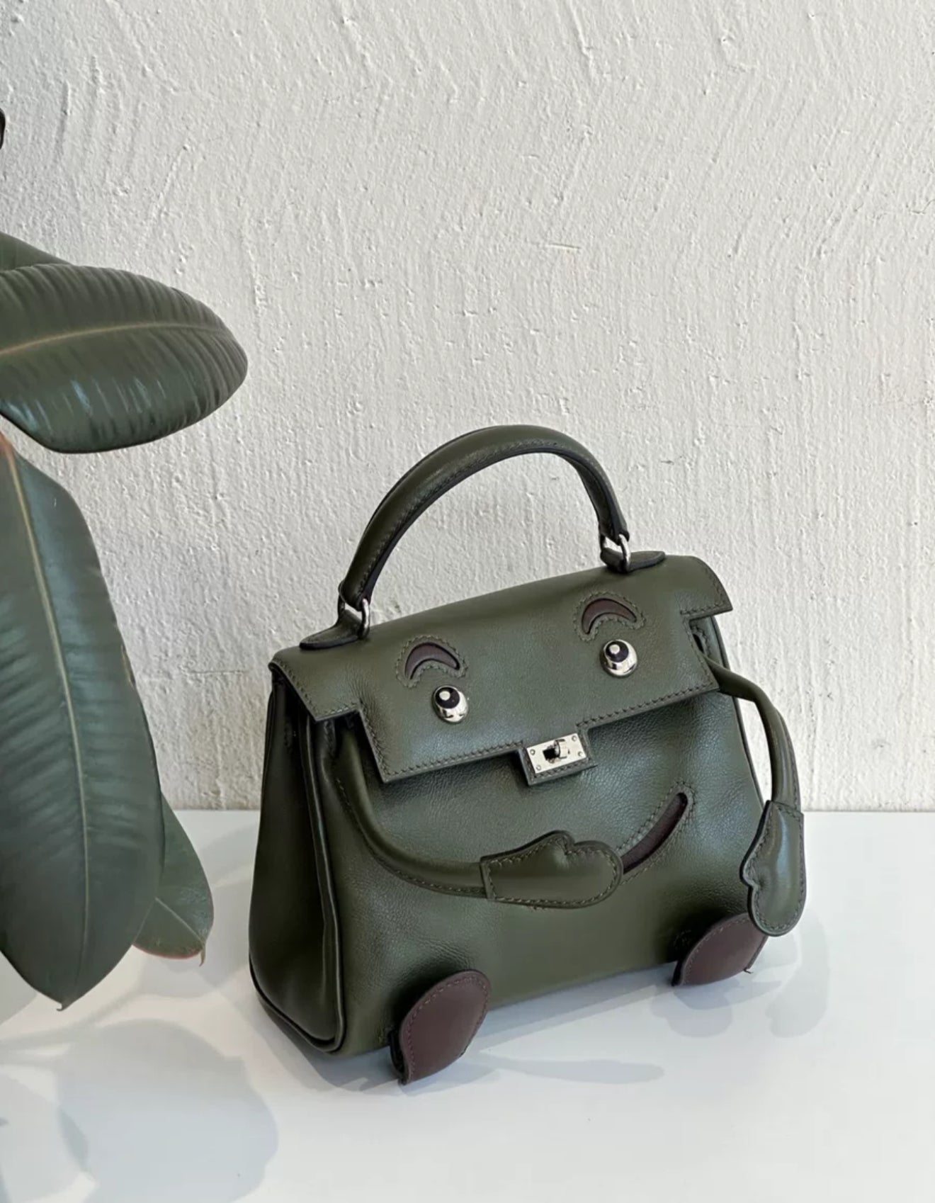 Hermès Kelly Doll Olive Green Swift Leather Palladium Hardware