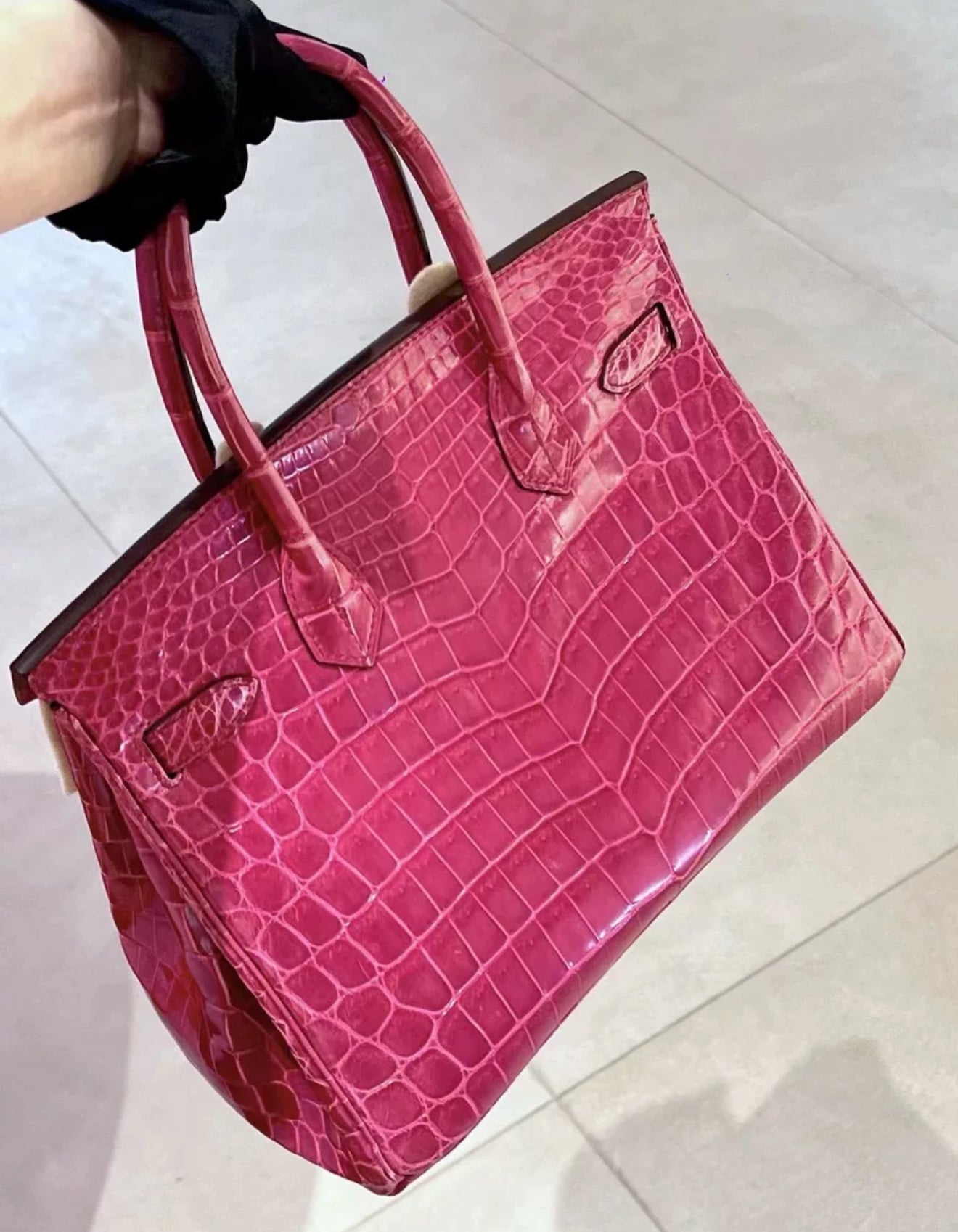 Hermes Birkin 30 Rose scheherazade　Porosus crocodile skin Palladium hardware