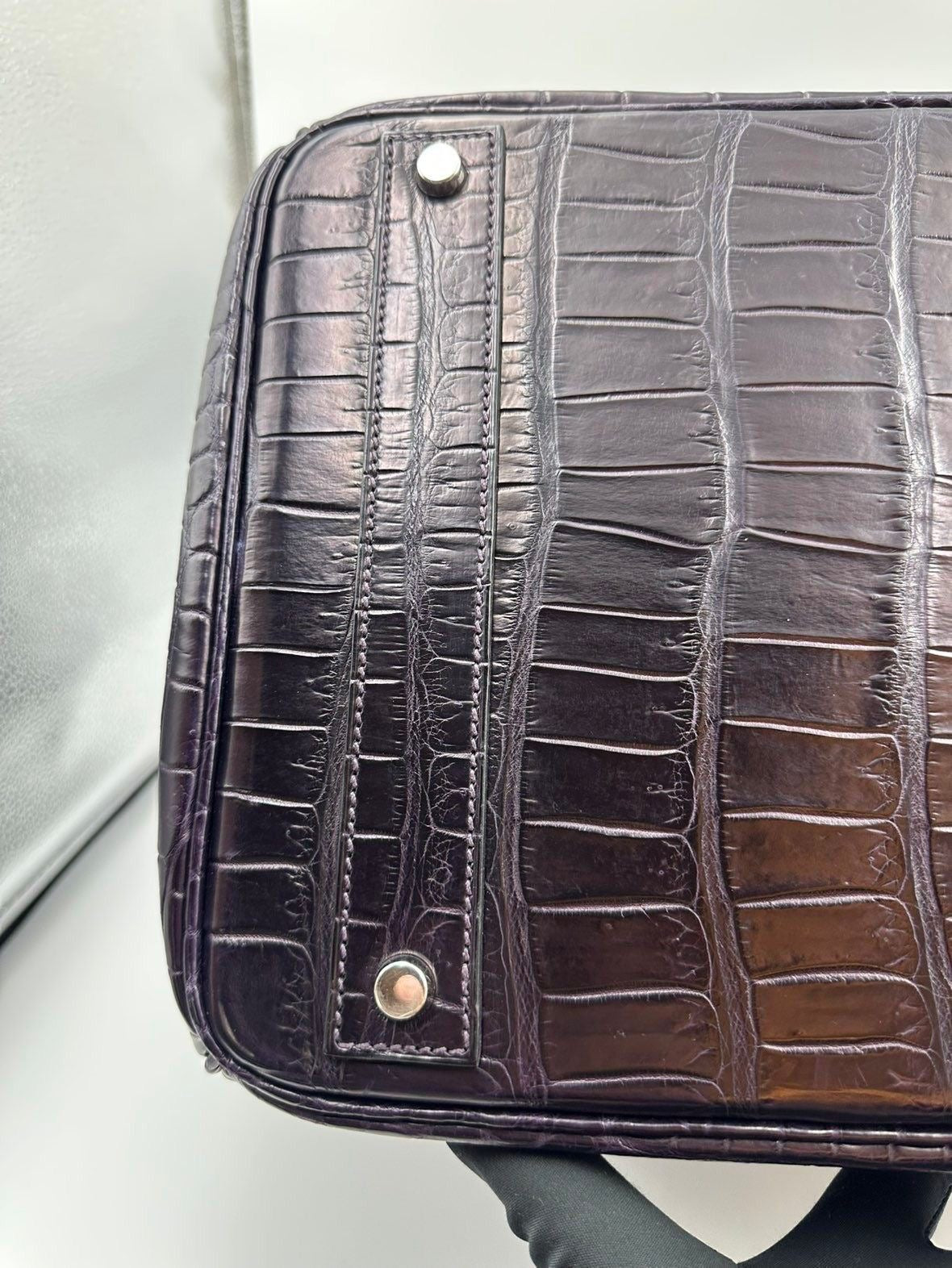 Hermes Birkin HAC 40 Prunoir Matte Crocodile leather palladium hardware