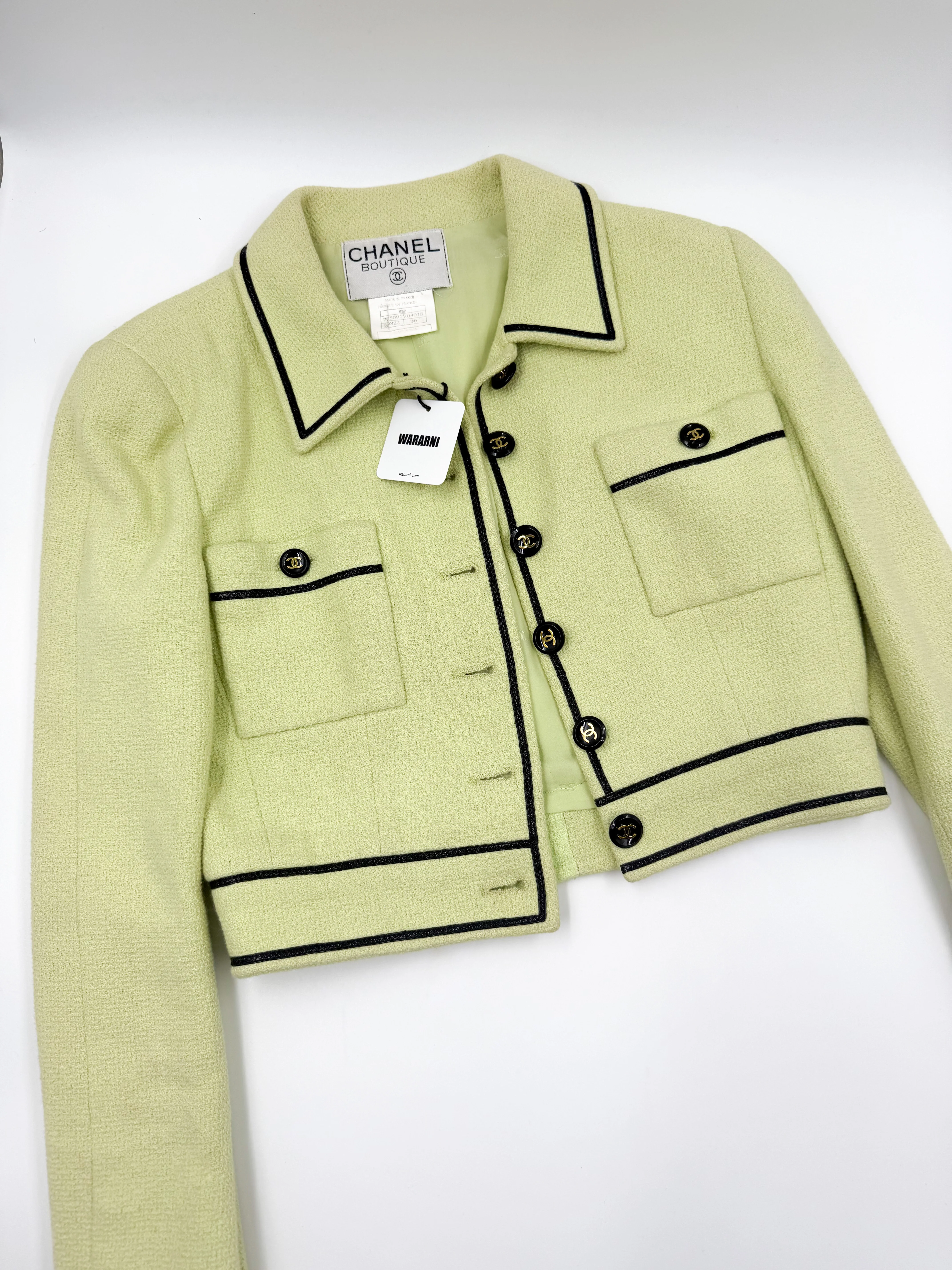 Chanel 1995 Spring/Summer Barbie Collection Vintage Green Cropped Jacket