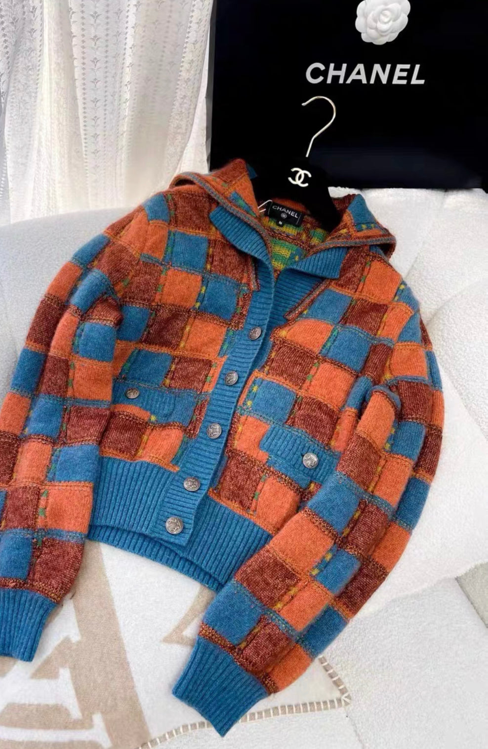 Chanel Paris-Salzburg 2015 Blue, Brown  orange knitted jacket size 36