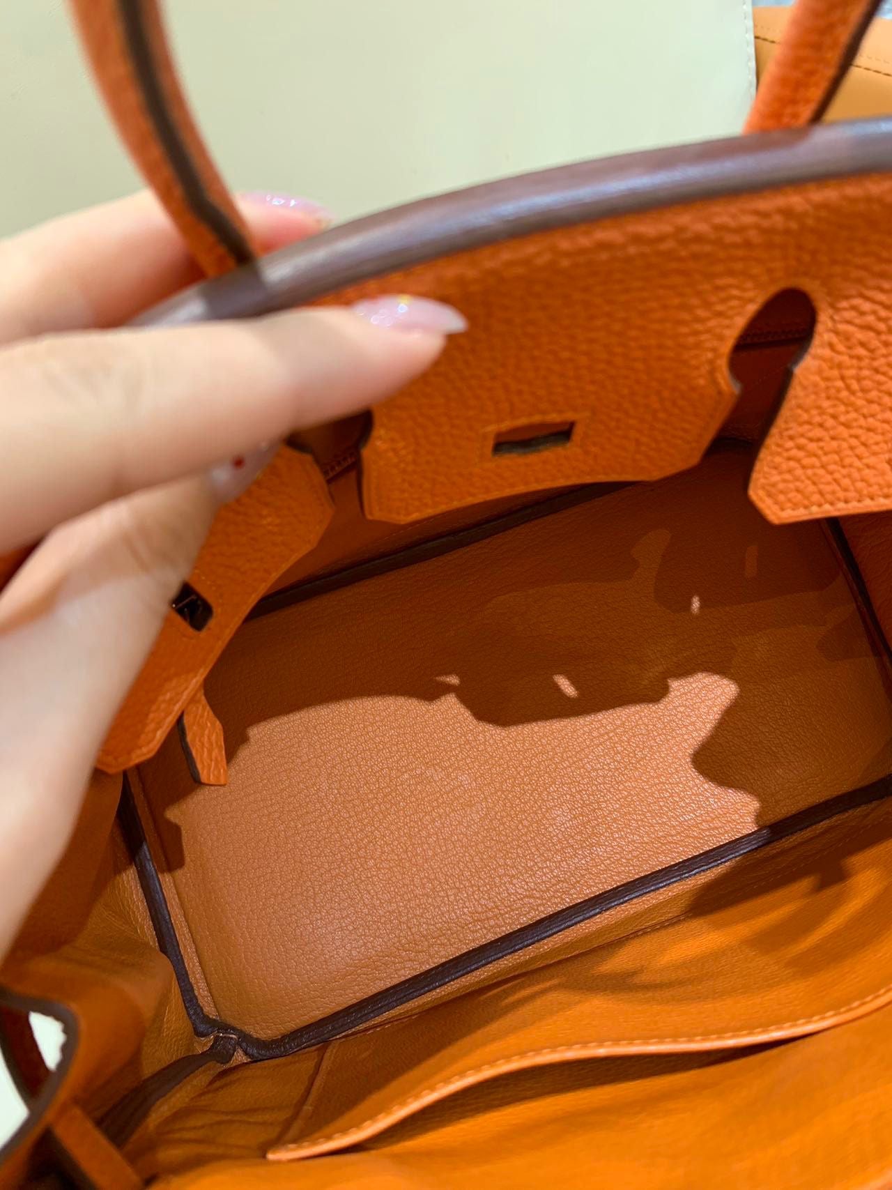 Hermes Birkin 25 Orange Togo Leather Gold Hardware