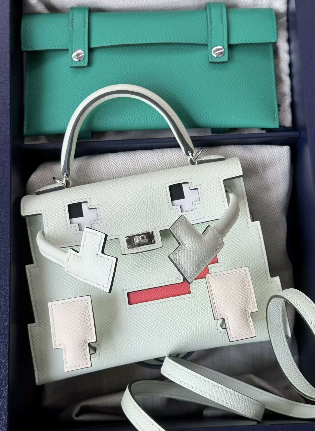 Hermès Kelly Doll Picto Vert Bubble Epsom with Palladium Hardware