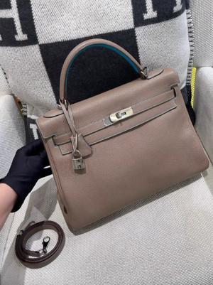 Hermes Kelly 32 etoupe Togo leather palladium hardware