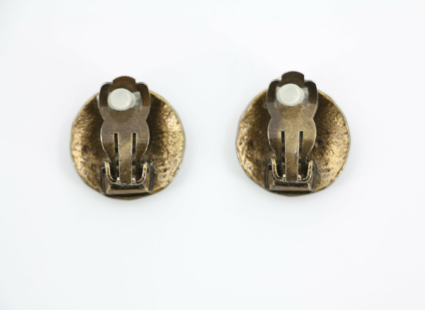 Chanel Vintage 97A Metal Bronze Round Clip-on Earrings